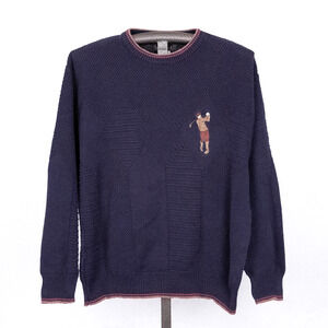Vintage Sportswear USA Made Men's Golf Theme Pullover Sweater LARGE 100% Cotton